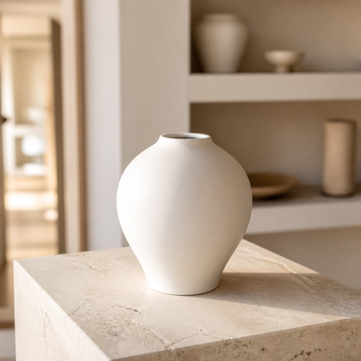 Ceramic vase photographed as a product while shopping